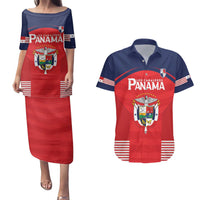 Custom Panama Football Couples Matching Puletasi and Hawaiian Shirt Go Los Canaleros Go
