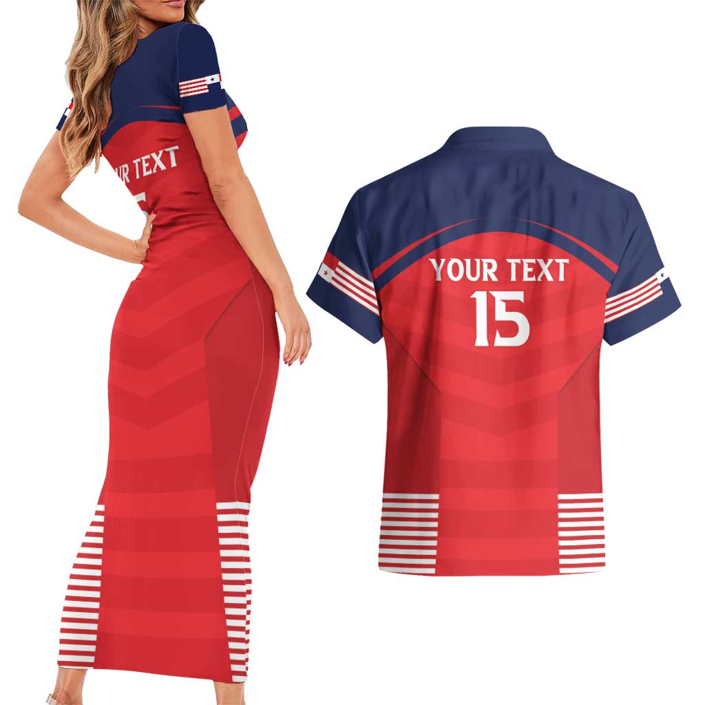 Custom Panama Football Couples Matching Short Sleeve Bodycon Dress and Hawaiian Shirt Go Los Canaleros Go