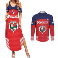 Custom Panama Football Couples Matching Summer Maxi Dress and Long Sleeve Button Shirt Go Los Canaleros Go