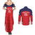 Custom Panama Football Couples Matching Summer Maxi Dress and Long Sleeve Button Shirt Go Los Canaleros Go