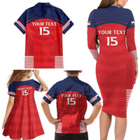 Custom Panama Football Family Matching Long Sleeve Bodycon Dress and Hawaiian Shirt Go Los Canaleros Go