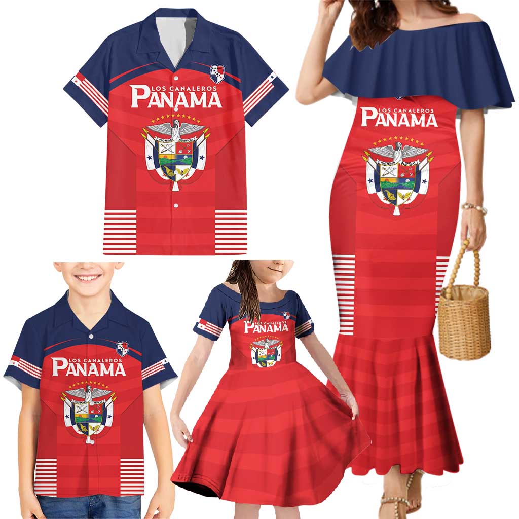 Custom Panama Football Family Matching Mermaid Dress and Hawaiian Shirt Go Los Canaleros Go