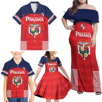 Custom Panama Football Family Matching Off Shoulder Maxi Dress and Hawaiian Shirt Go Los Canaleros Go