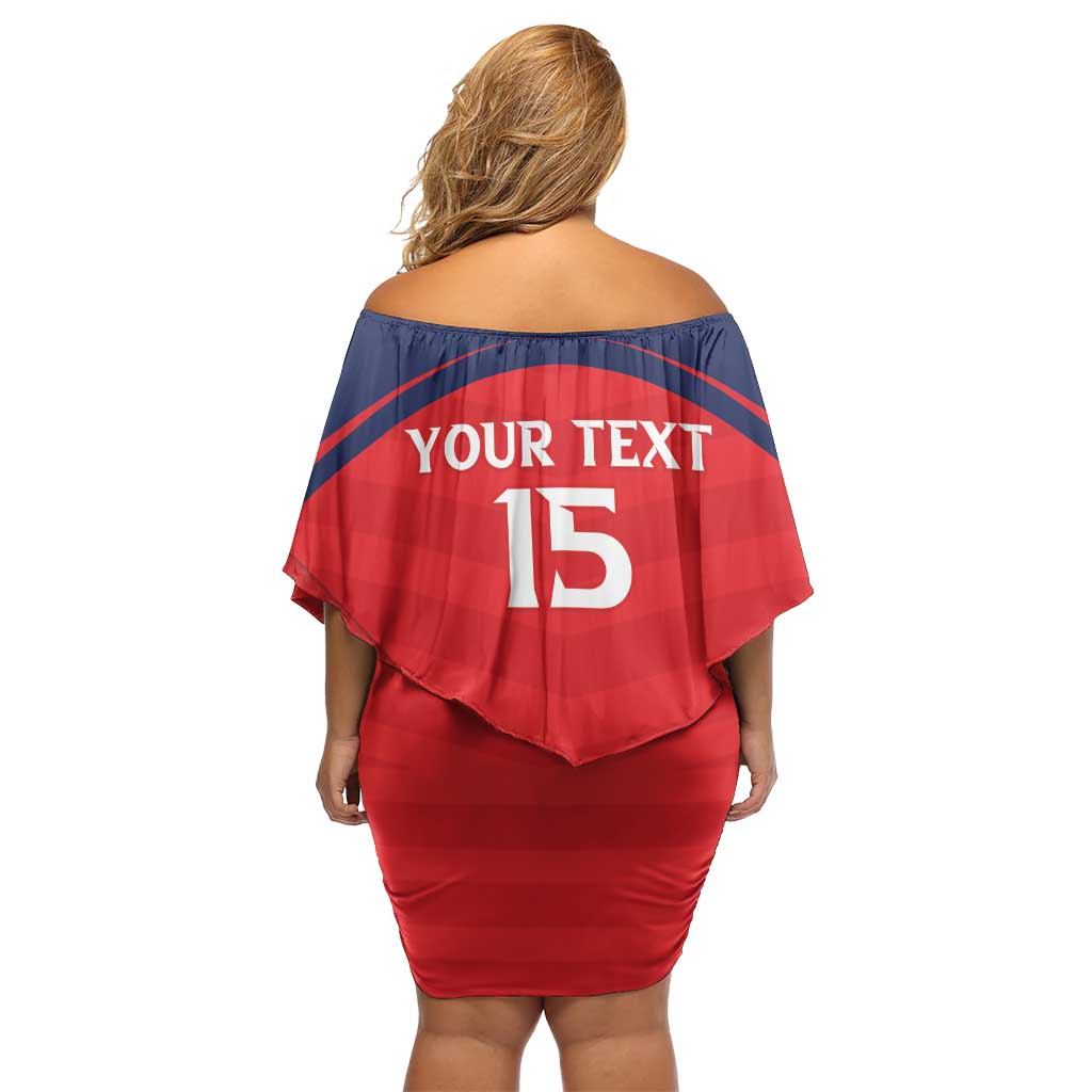 Custom Panama Football Family Matching Off Shoulder Short Dress and Hawaiian Shirt Go Los Canaleros Go