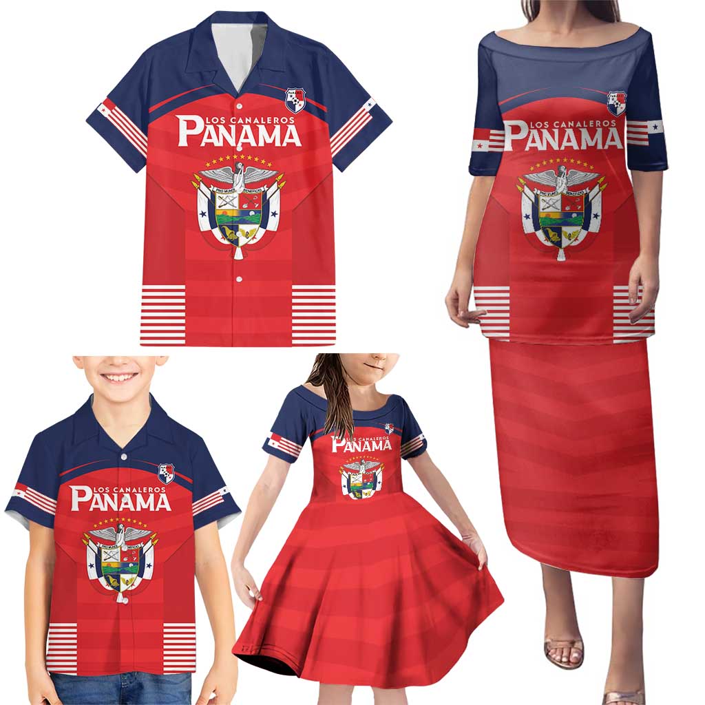 Custom Panama Football Family Matching Puletasi and Hawaiian Shirt Go Los Canaleros Go