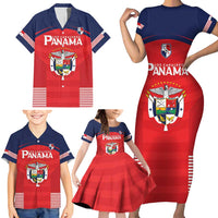 Custom Panama Football Family Matching Short Sleeve Bodycon Dress and Hawaiian Shirt Go Los Canaleros Go