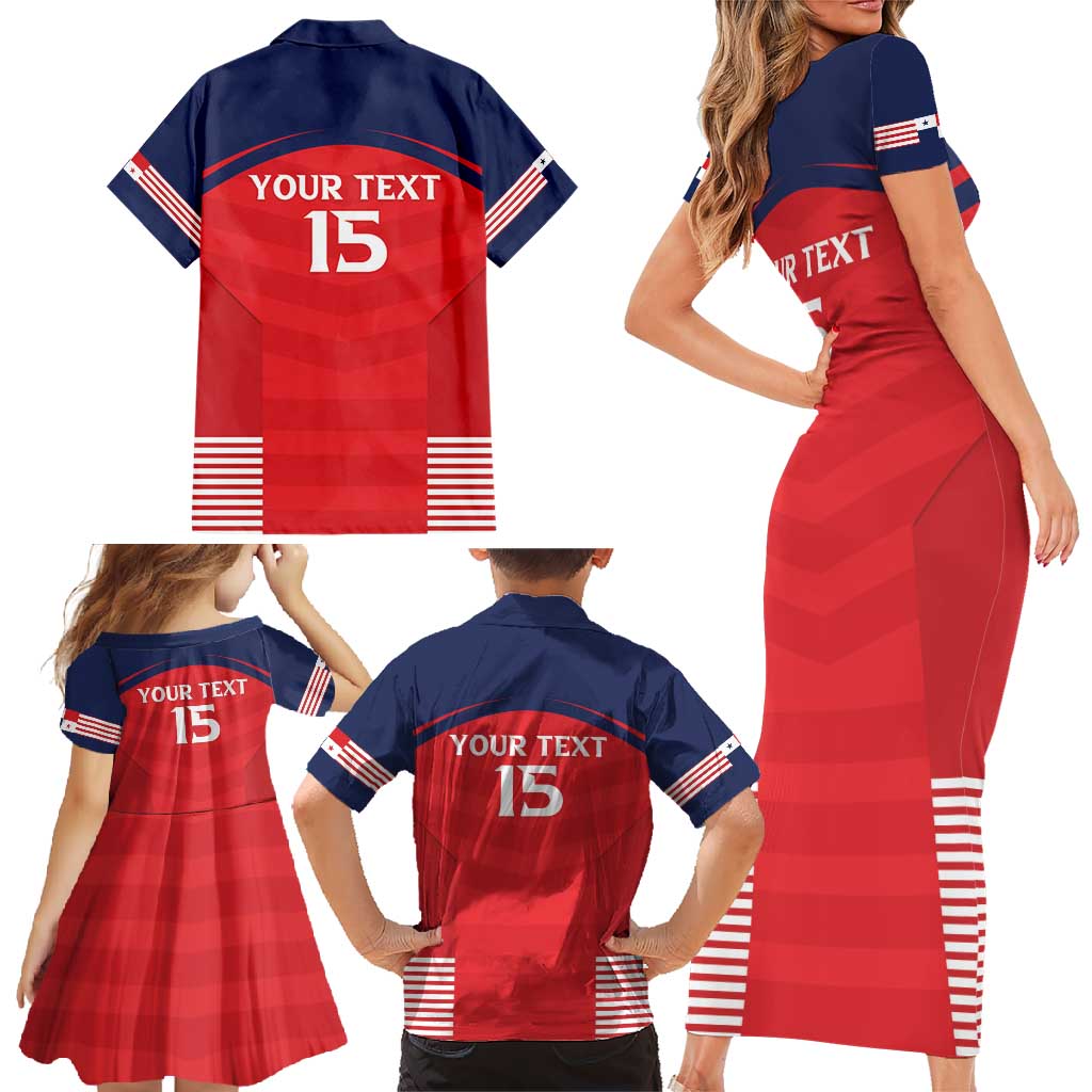 Custom Panama Football Family Matching Short Sleeve Bodycon Dress and Hawaiian Shirt Go Los Canaleros Go