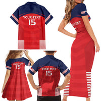 Custom Panama Football Family Matching Short Sleeve Bodycon Dress and Hawaiian Shirt Go Los Canaleros Go