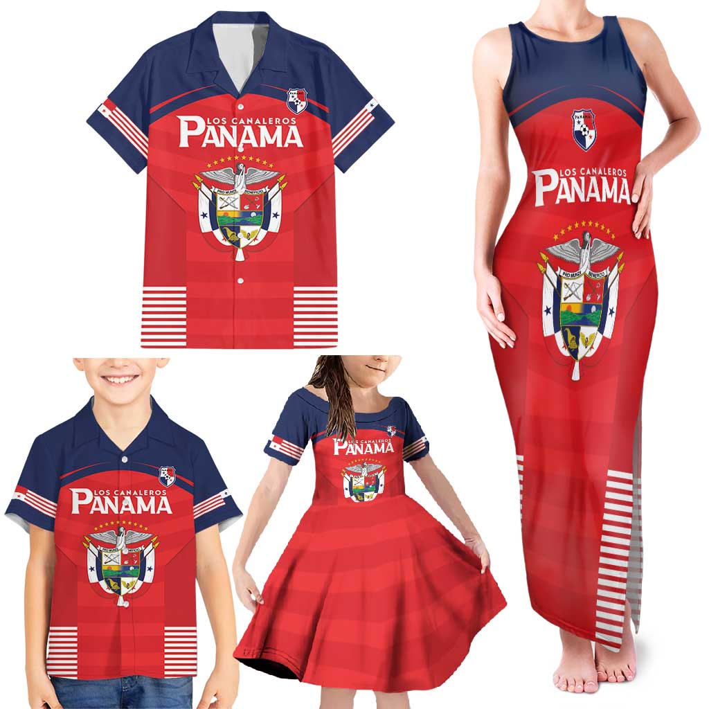 Custom Panama Football Family Matching Tank Maxi Dress and Hawaiian Shirt Go Los Canaleros Go