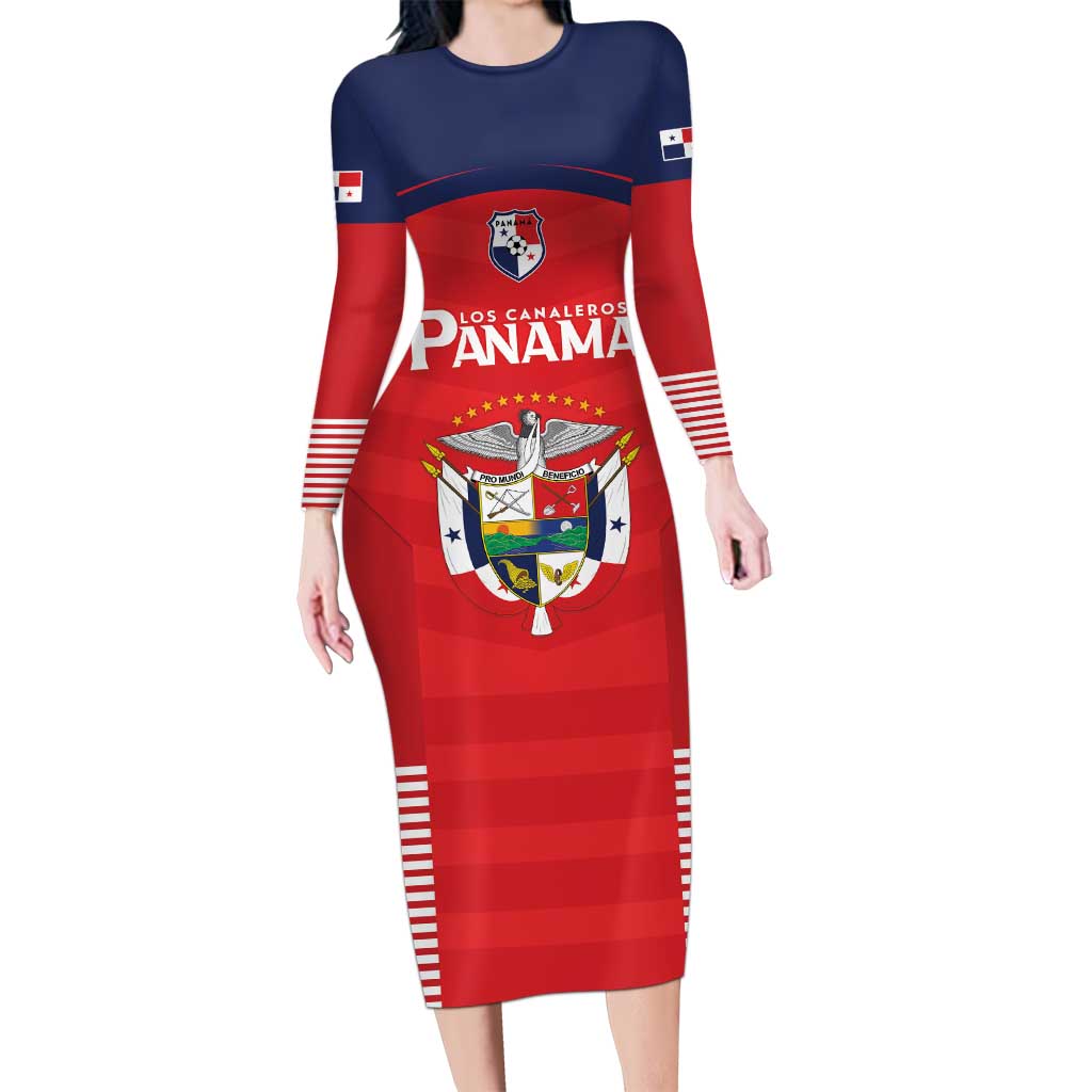 Custom Panama Football Long Sleeve Bodycon Dress Go Los Canaleros Go