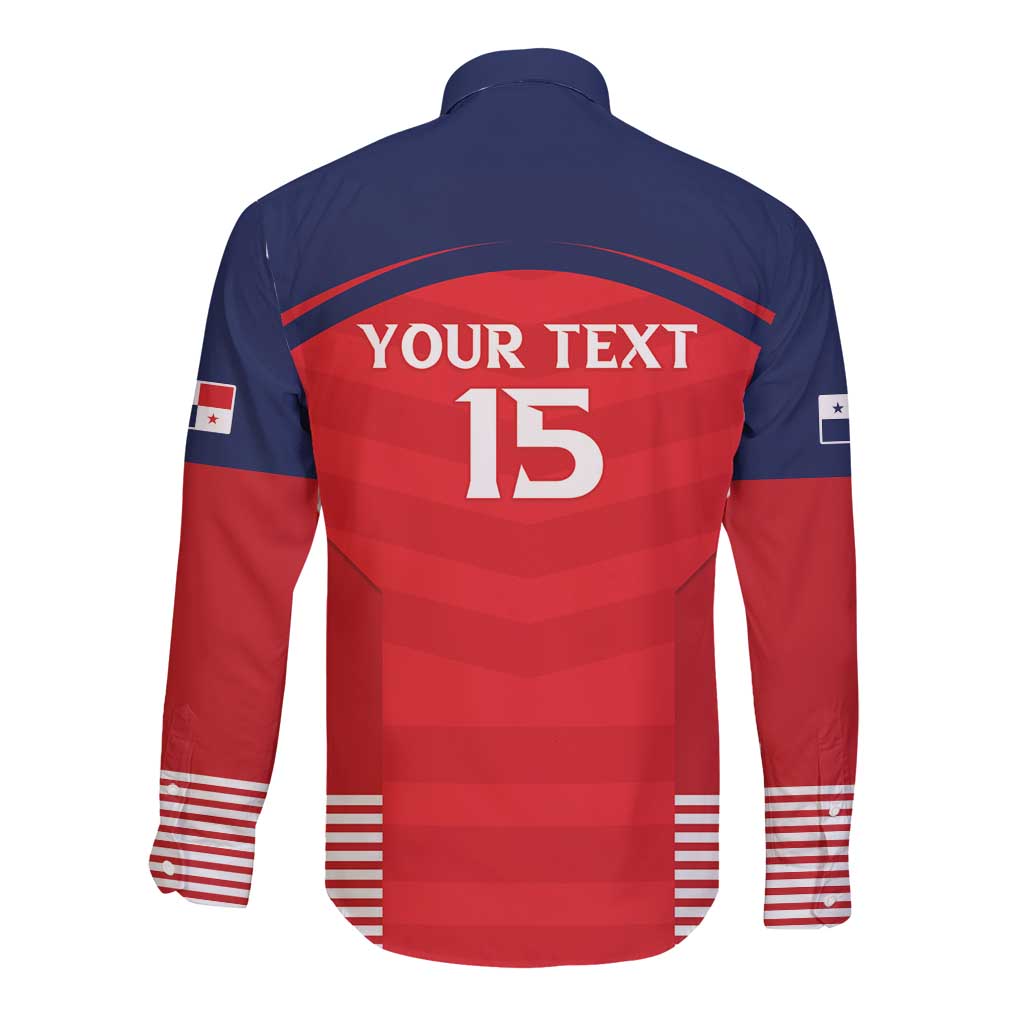 Custom Panama Football Long Sleeve Button Shirt Go Los Canaleros Go