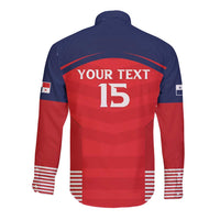 Custom Panama Football Long Sleeve Button Shirt Go Los Canaleros Go