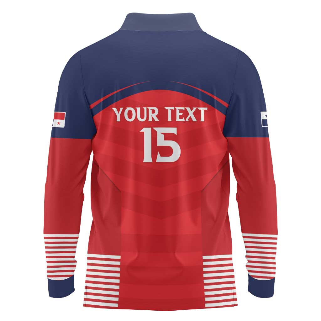 Custom Panama Football Long Sleeve Polo Shirt Go Los Canaleros Go