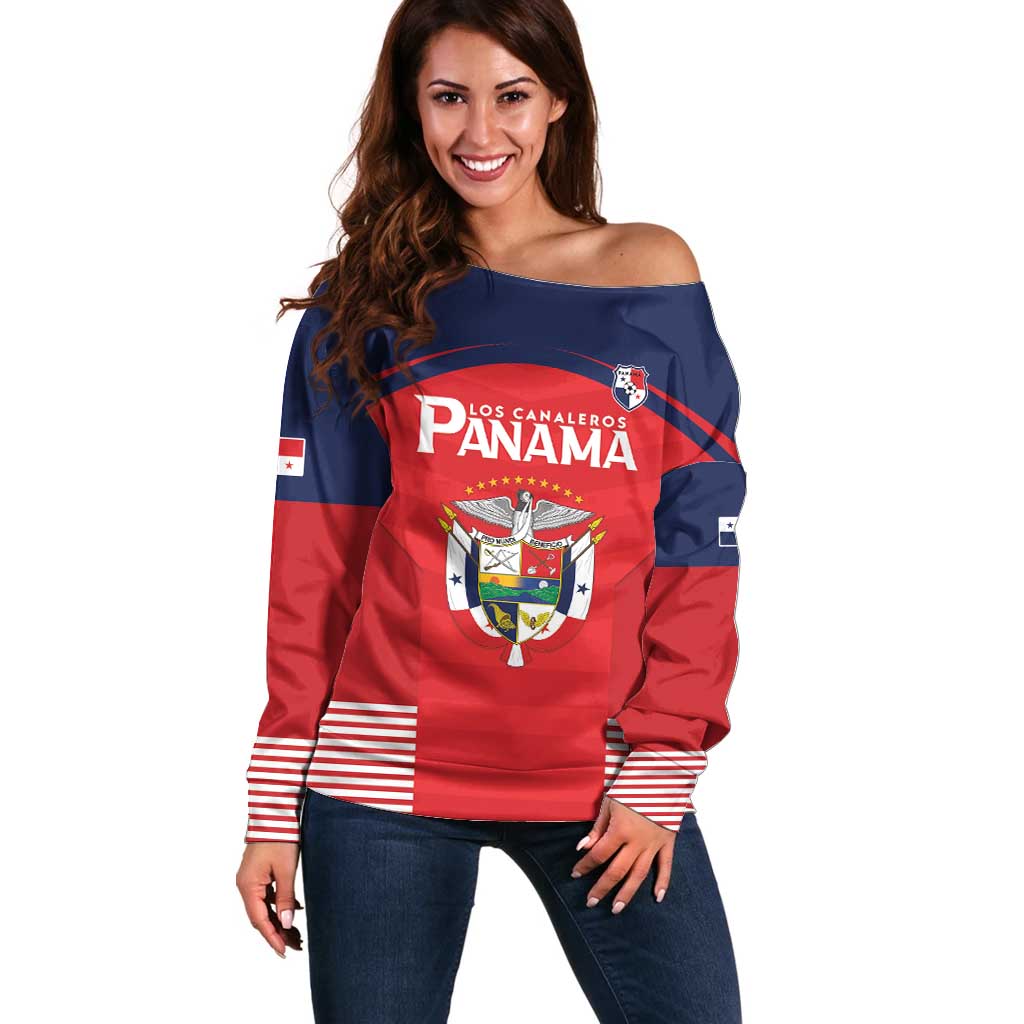 Custom Panama Football Off Shoulder Sweater Go Los Canaleros Go