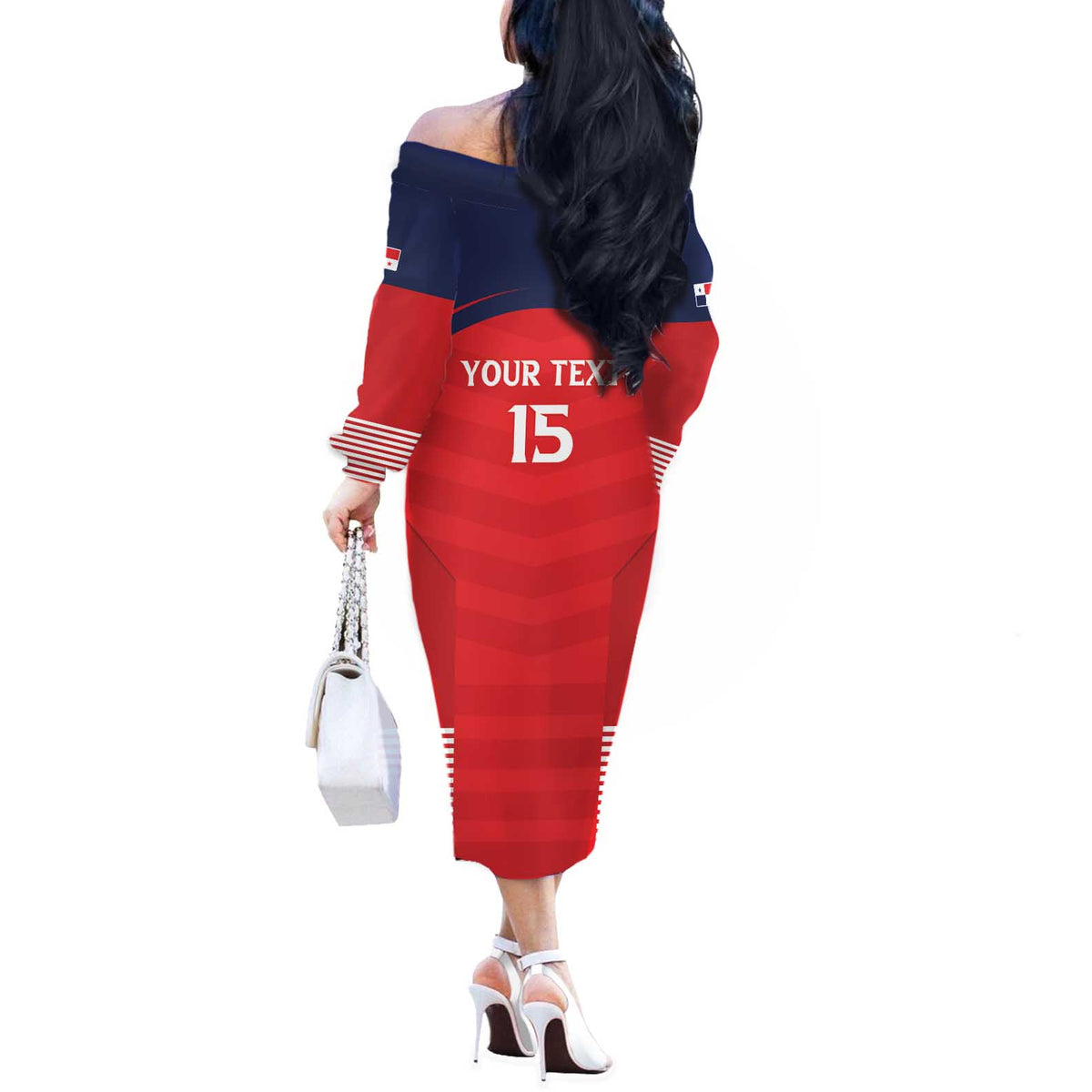Custom Panama Football Off The Shoulder Long Sleeve Dress Go Los Canaleros Go