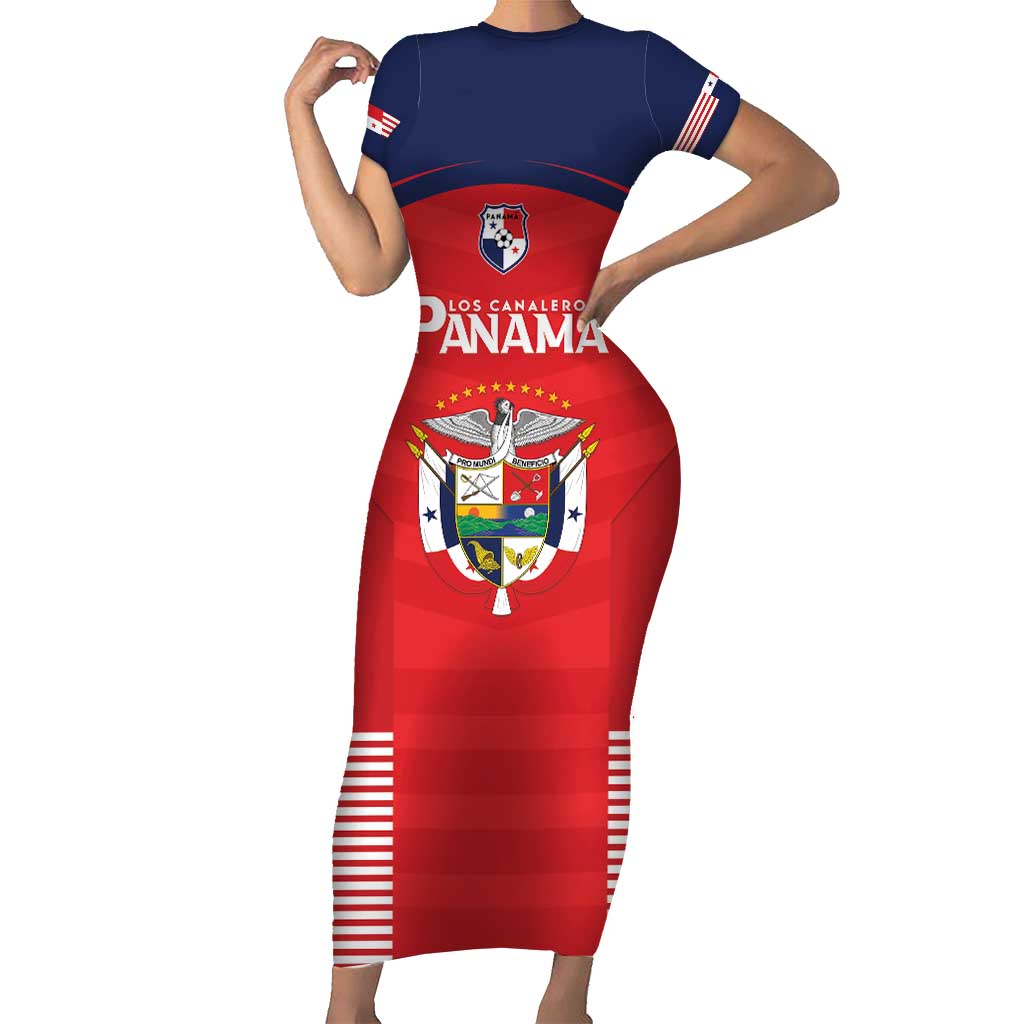 Custom Panama Football Short Sleeve Bodycon Dress Go Los Canaleros Go