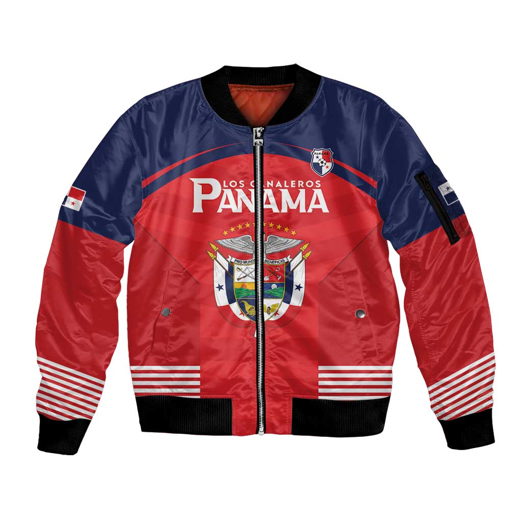 Custom Panama Football Sleeve Zip Bomber Jacket Go Los Canaleros Go
