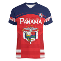 Custom Panama Football Women V-Neck T-Shirt Go Los Canaleros Go