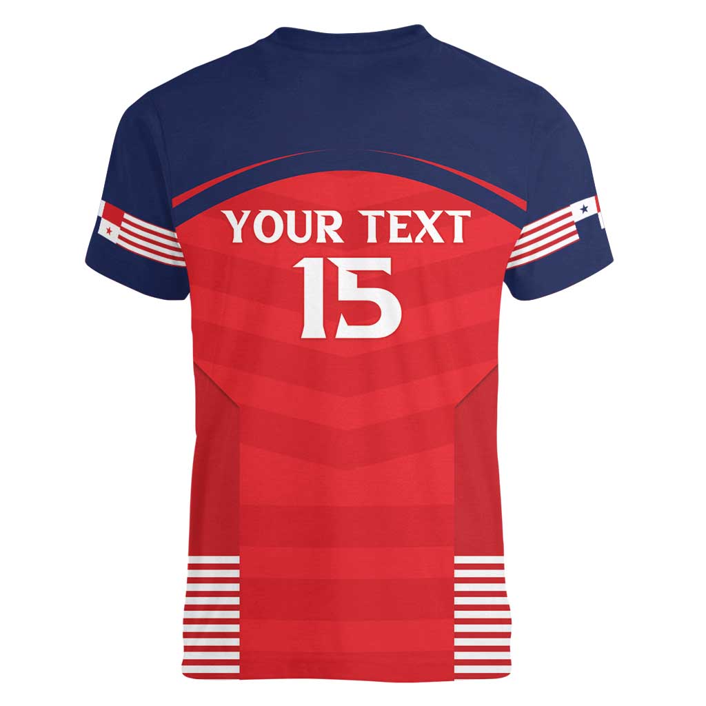 Custom Panama Football Women V-Neck T-Shirt Go Los Canaleros Go