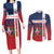 Custom Dominican Republic Football Couples Matching Long Sleeve Bodycon Dress and Long Sleeve Button Shirt Come On Los Quisqueyanos