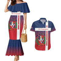 Custom Dominican Republic Football Couples Matching Mermaid Dress and Hawaiian Shirt Come On Los Quisqueyanos
