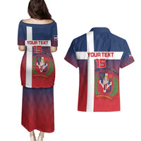 Custom Dominican Republic Football Couples Matching Puletasi and Hawaiian Shirt Come On Los Quisqueyanos