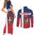 Custom Dominican Republic Football Couples Matching Short Sleeve Bodycon Dress and Long Sleeve Button Shirt Come On Los Quisqueyanos