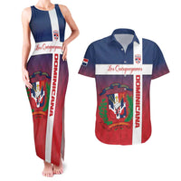 Custom Dominican Republic Football Couples Matching Tank Maxi Dress and Hawaiian Shirt Come On Los Quisqueyanos
