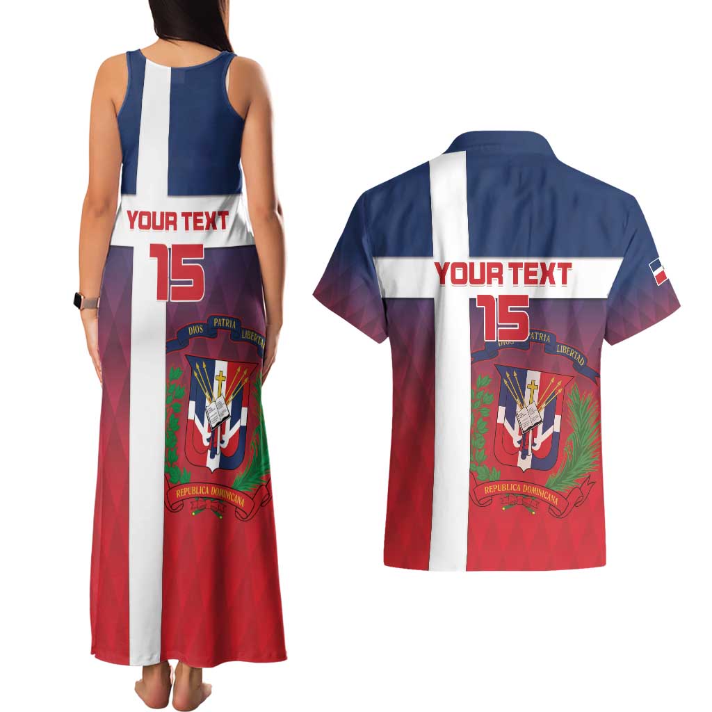 Custom Dominican Republic Football Couples Matching Tank Maxi Dress and Hawaiian Shirt Come On Los Quisqueyanos