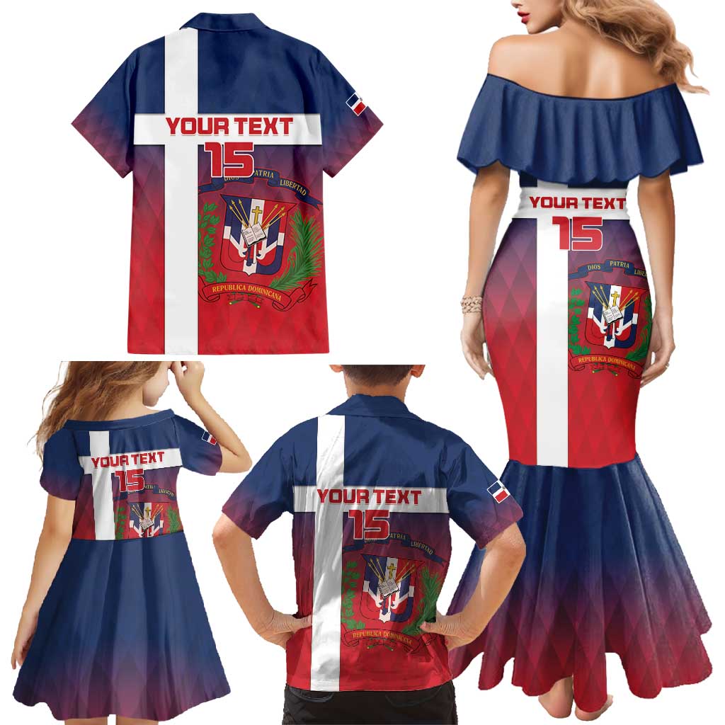 Custom Dominican Republic Football Family Matching Mermaid Dress and Hawaiian Shirt Come On Los Quisqueyanos