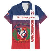 Custom Dominican Republic Football Family Matching Off The Shoulder Long Sleeve Dress and Hawaiian Shirt Come On Los Quisqueyanos