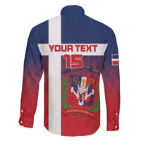 Custom Dominican Republic Football Family Matching Off The Shoulder Long Sleeve Dress and Hawaiian Shirt Come On Los Quisqueyanos