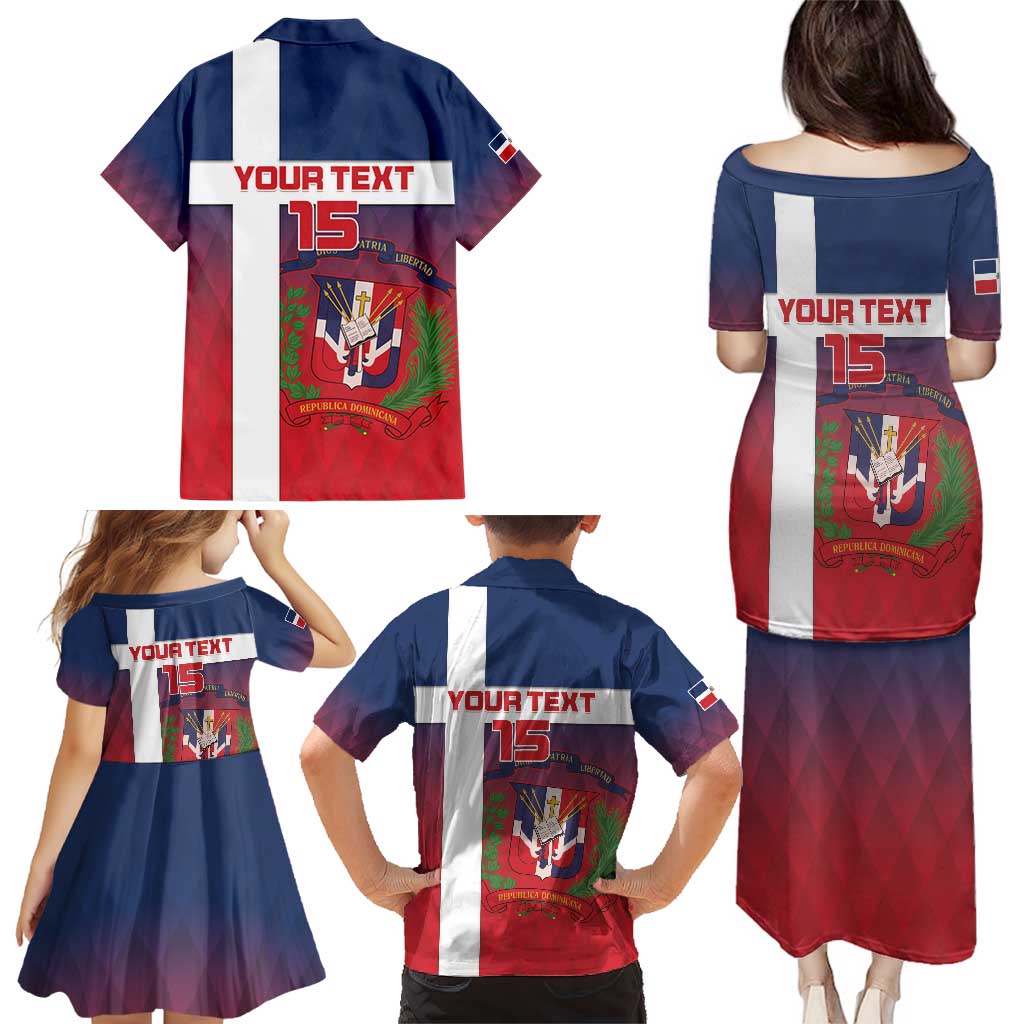 Custom Dominican Republic Football Family Matching Puletasi and Hawaiian Shirt Come On Los Quisqueyanos