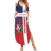 Custom Dominican Republic Football Family Matching Summer Maxi Dress and Hawaiian Shirt Come On Los Quisqueyanos