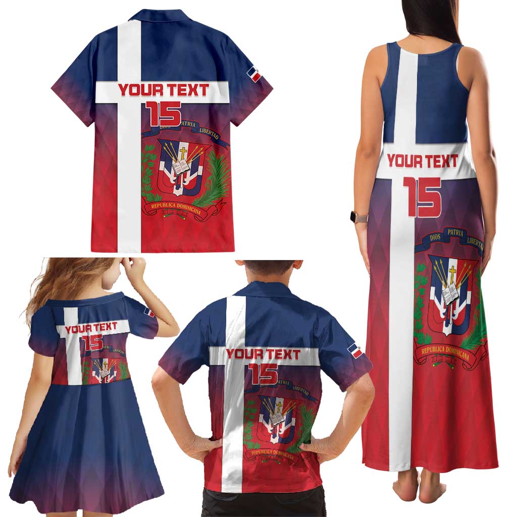 Custom Dominican Republic Football Family Matching Tank Maxi Dress and Hawaiian Shirt Come On Los Quisqueyanos