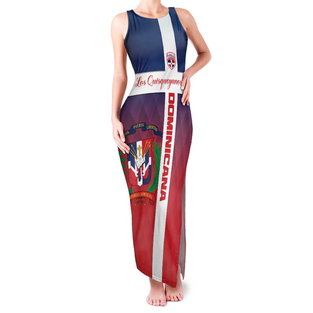 Custom Dominican Republic Football Family Matching Tank Maxi Dress and Hawaiian Shirt Come On Los Quisqueyanos