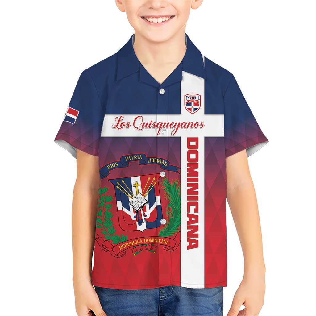 Custom Dominican Republic Football Kid Hawaiian Shirt Come On Los Quisqueyanos