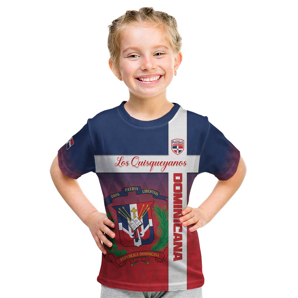 Custom Dominican Republic Football Kid T Shirt Come On Los Quisqueyanos