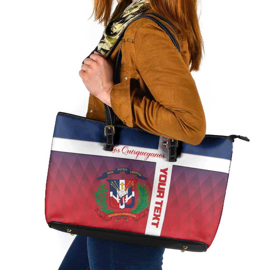 Custom Dominican Republic Football Leather Tote Bag Come On Los Quisqueyanos