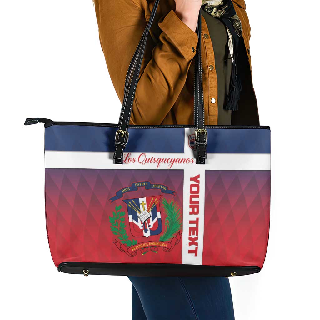 Custom Dominican Republic Football Leather Tote Bag Come On Los Quisqueyanos
