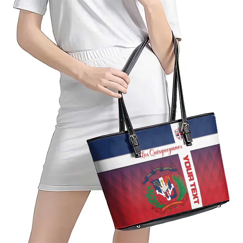 Custom Dominican Republic Football Leather Tote Bag Come On Los Quisqueyanos