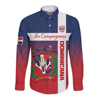 Custom Dominican Republic Football Long Sleeve Button Shirt Come On Los Quisqueyanos