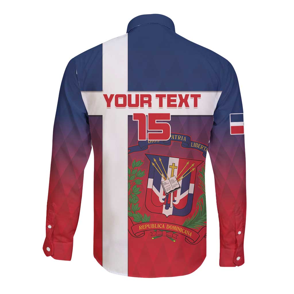 Custom Dominican Republic Football Long Sleeve Button Shirt Come On Los Quisqueyanos