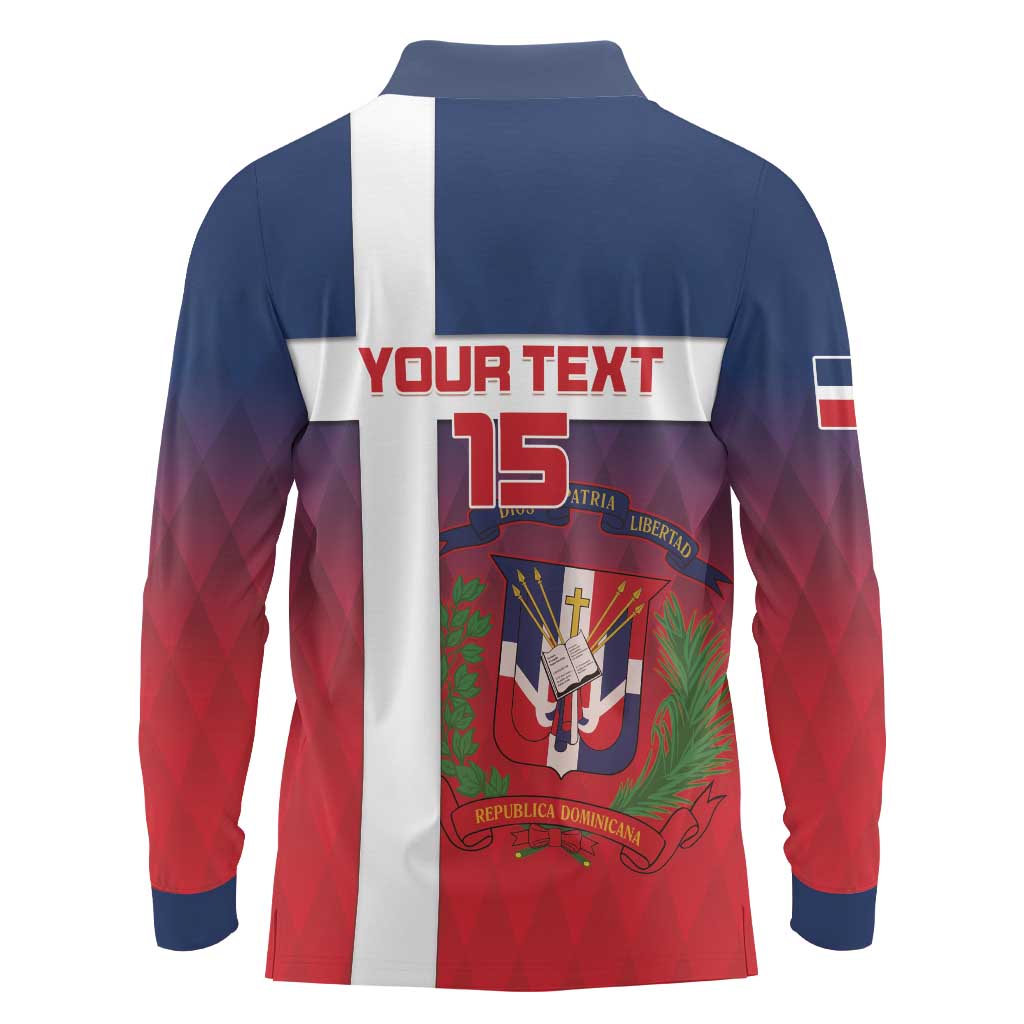 Custom Dominican Republic Football Long Sleeve Polo Shirt Come On Los Quisqueyanos