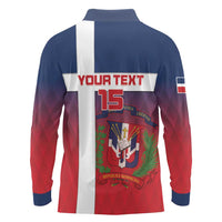 Custom Dominican Republic Football Long Sleeve Polo Shirt Come On Los Quisqueyanos