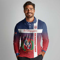 Custom Dominican Republic Football Long Sleeve Polo Shirt Come On Los Quisqueyanos