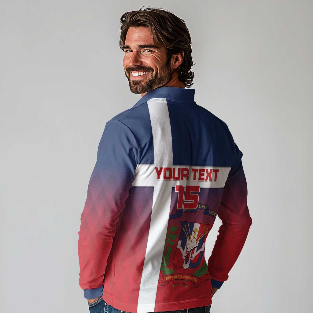Custom Dominican Republic Football Long Sleeve Polo Shirt Come On Los Quisqueyanos