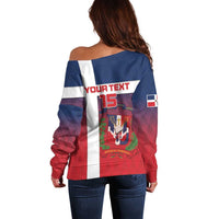 Custom Dominican Republic Football Off Shoulder Sweater Come On Los Quisqueyanos