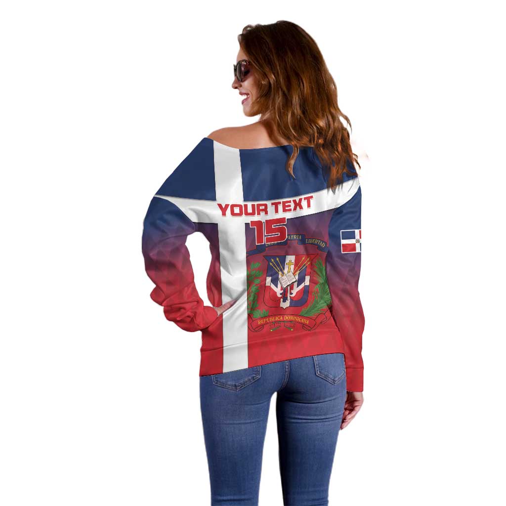 Custom Dominican Republic Football Off Shoulder Sweater Come On Los Quisqueyanos