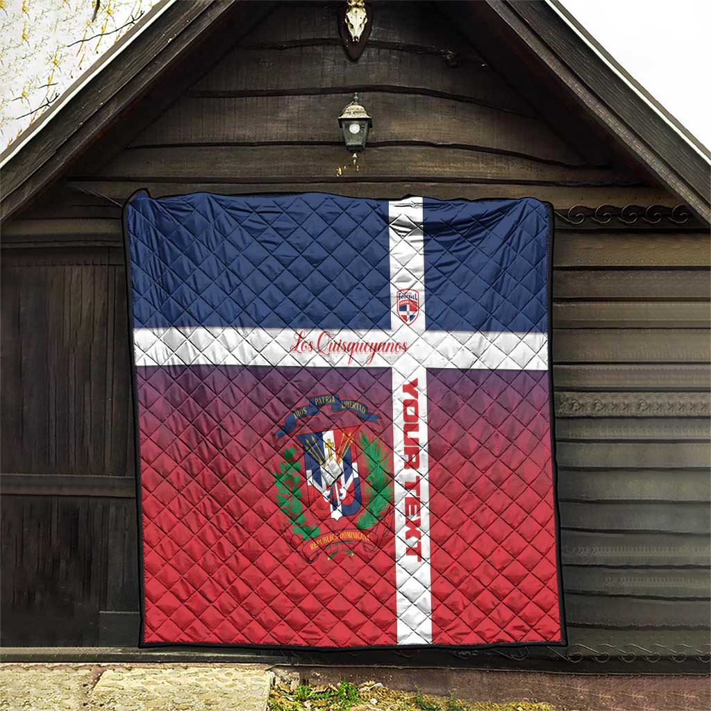 Custom Dominican Republic Football Quilt Come On Los Quisqueyanos